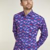 Casualwear Double Two | Navy Horse Print Navy Floral Print Long Sleeve Casual Shirt