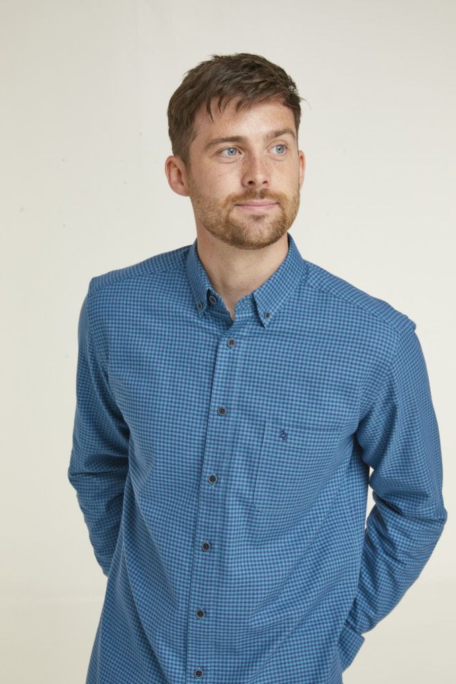 Casualwear Double Two | Teal Check Long Sleeve Casual Shirt