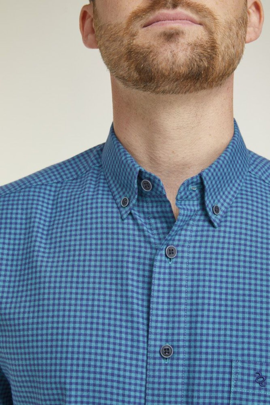 Casualwear Double Two | Teal Check Long Sleeve Casual Shirt