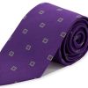 Accessories Double Two | Purple Silk Square Patterned Tie