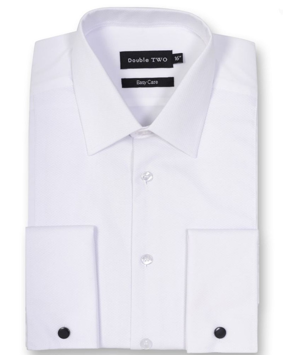 Shirts Double Two | White Marcella Bib Front Dress Shirt