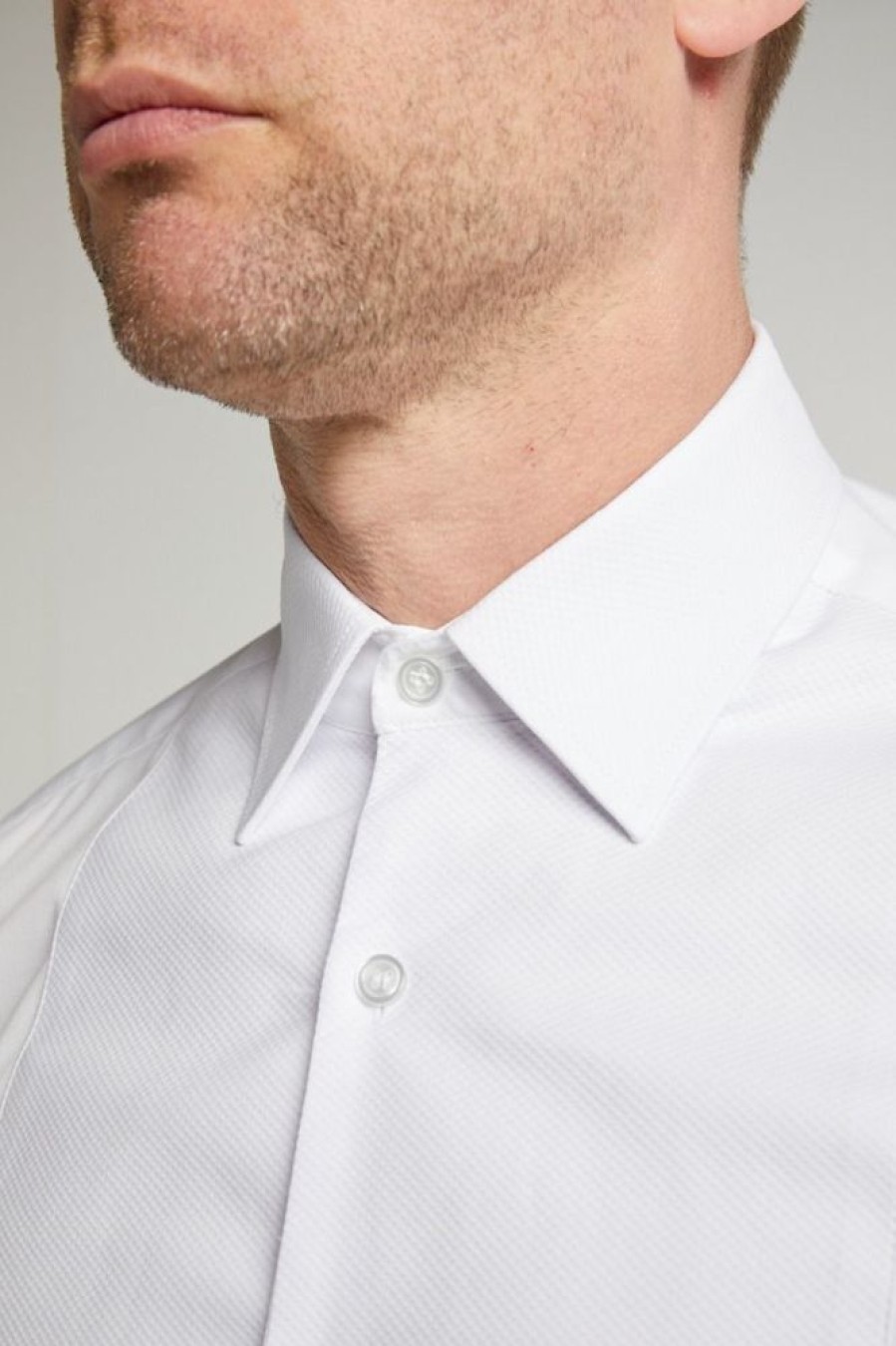 Shirts Double Two | White Marcella Bib Front Dress Shirt