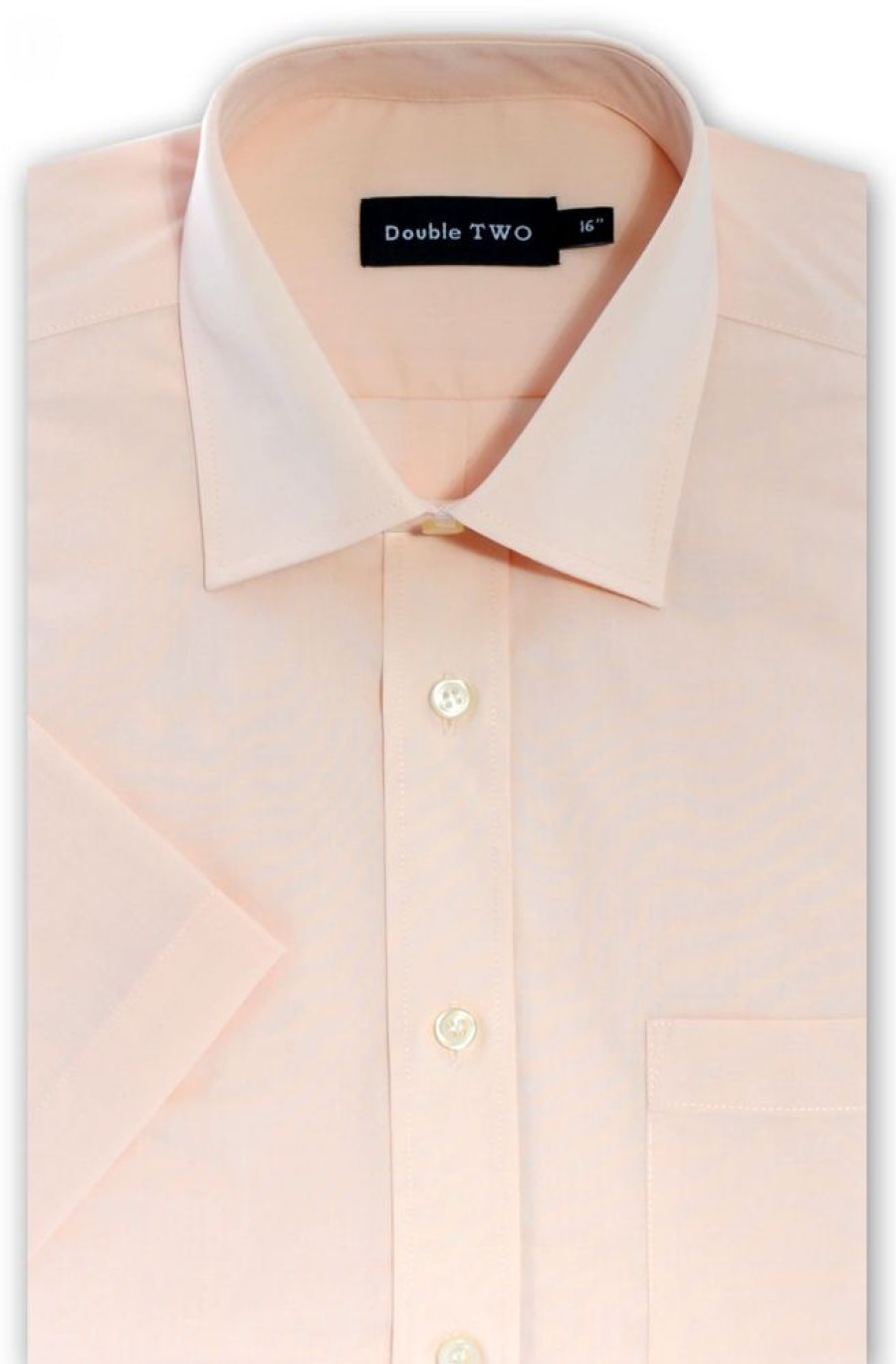 Shirts Double Two | Peach Short Sleeved Non-Iron Shirt