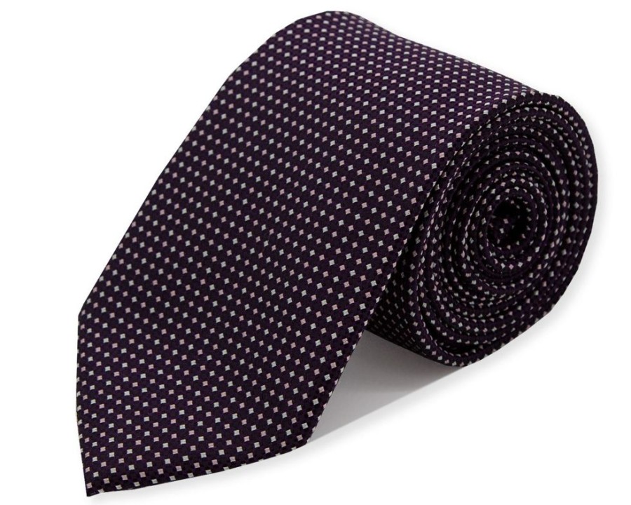 Accessories Double Two | Purple Silk Diamond Patterned Tie