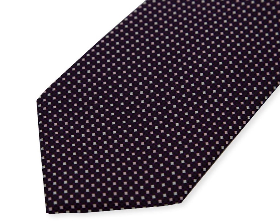 Accessories Double Two | Purple Silk Diamond Patterned Tie