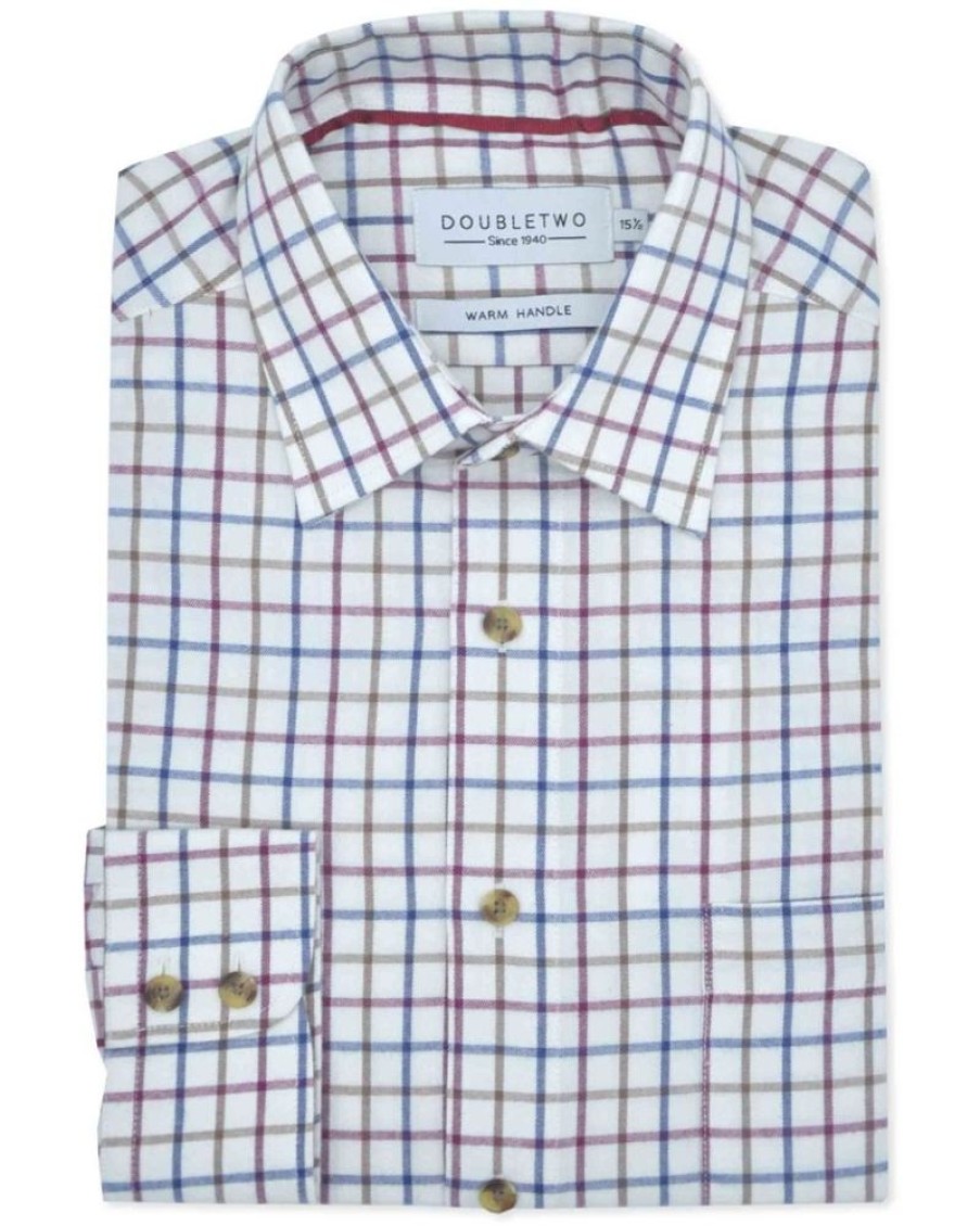 Countrywear Double Two | Plum Tattersall Check Long Sleeve Shirt