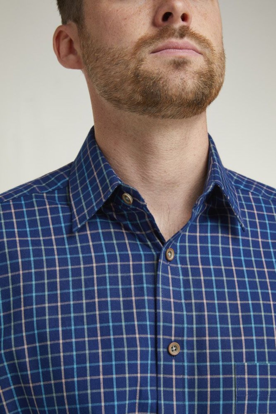 Countrywear Double Two | Navy Tattersall Check Long Sleeve Shirt