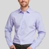 Shirts Double Two | Slim Fit Mauve Long Sleeve Non-Iron Shirt