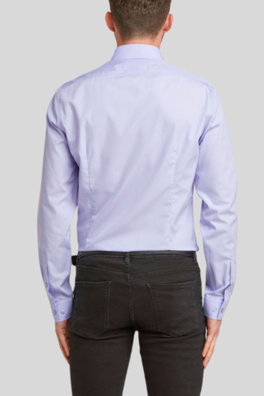 Shirts Double Two | Slim Fit Mauve Long Sleeve Non-Iron Shirt