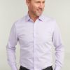 Shirts Double Two | Lilac Non-Iron Pure Cotton Twill Shirt - Double Cuff