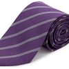 Accessories Double Two | Purple Silk Striped Tie