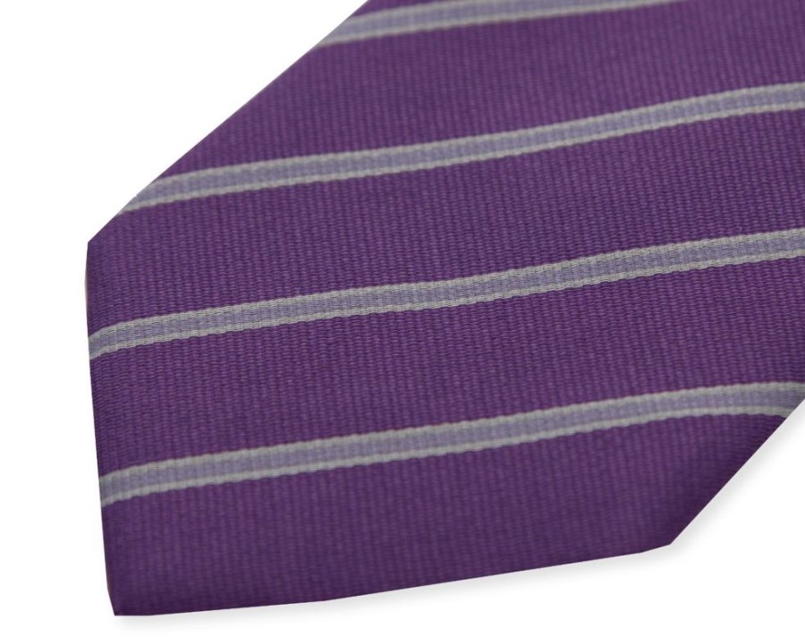 Accessories Double Two | Purple Silk Striped Tie