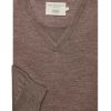 Casualwear Double Two | Bark V-Neck Merino Blend Jumper