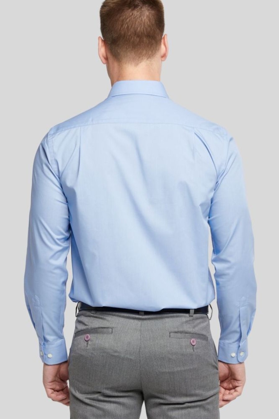 Shirts Double Two | Cornflower Blue Classic Easy Care Long Sleeve Shirt