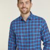 Casualwear Double Two | Peacock Check Long Sleeve Casual Shirt