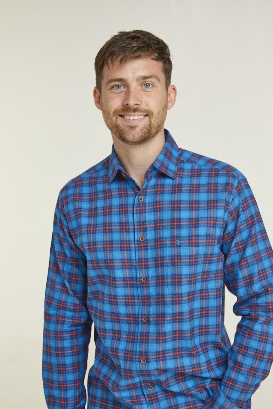 Casualwear Double Two | Peacock Check Long Sleeve Casual Shirt