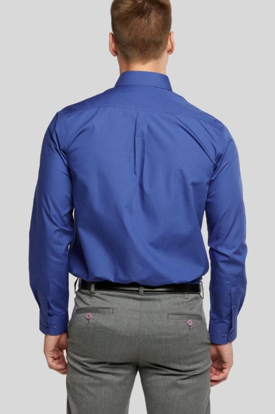 Shirts Double Two | Royal Blue Long Sleeve Non-Iron Shirt