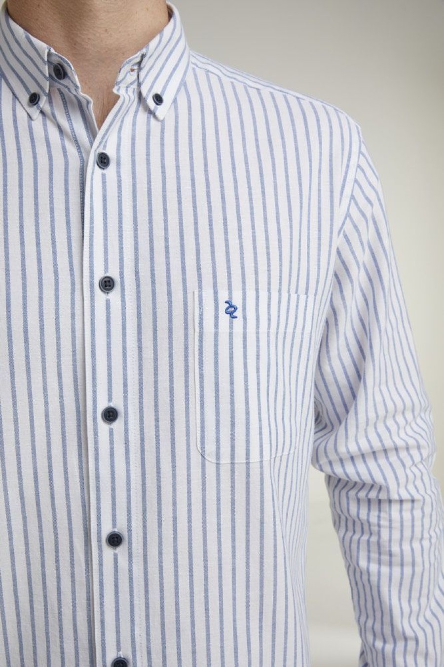 Casualwear Double Two | Blue Striped Long Sleeve Casual Shirt