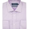 Shirts Double Two | Tailored Fit Lilac Non-Iron Pure Cotton Twill Shirt - Double Cuff