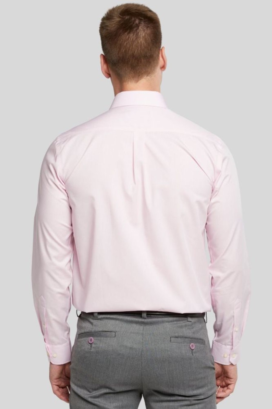 Shirts Double Two | New Pink Long Sleeve Non-Iron Shirt