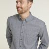 Shirts Double Two | Charcoal Textured Button Down Collar Long Sleeve Casual Shirt