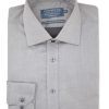 Shirts Double Two | Tailored Fit Grey Non-Iron Pure Cotton Twill Shirt