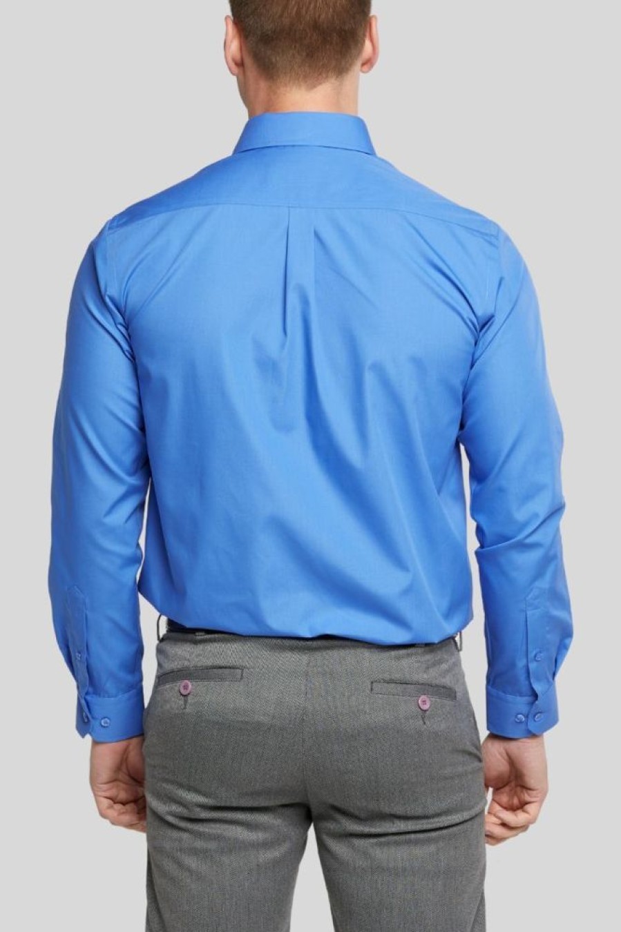 Shirts Double Two | Cobalt Blue Long Sleeve Non-Iron Shirt