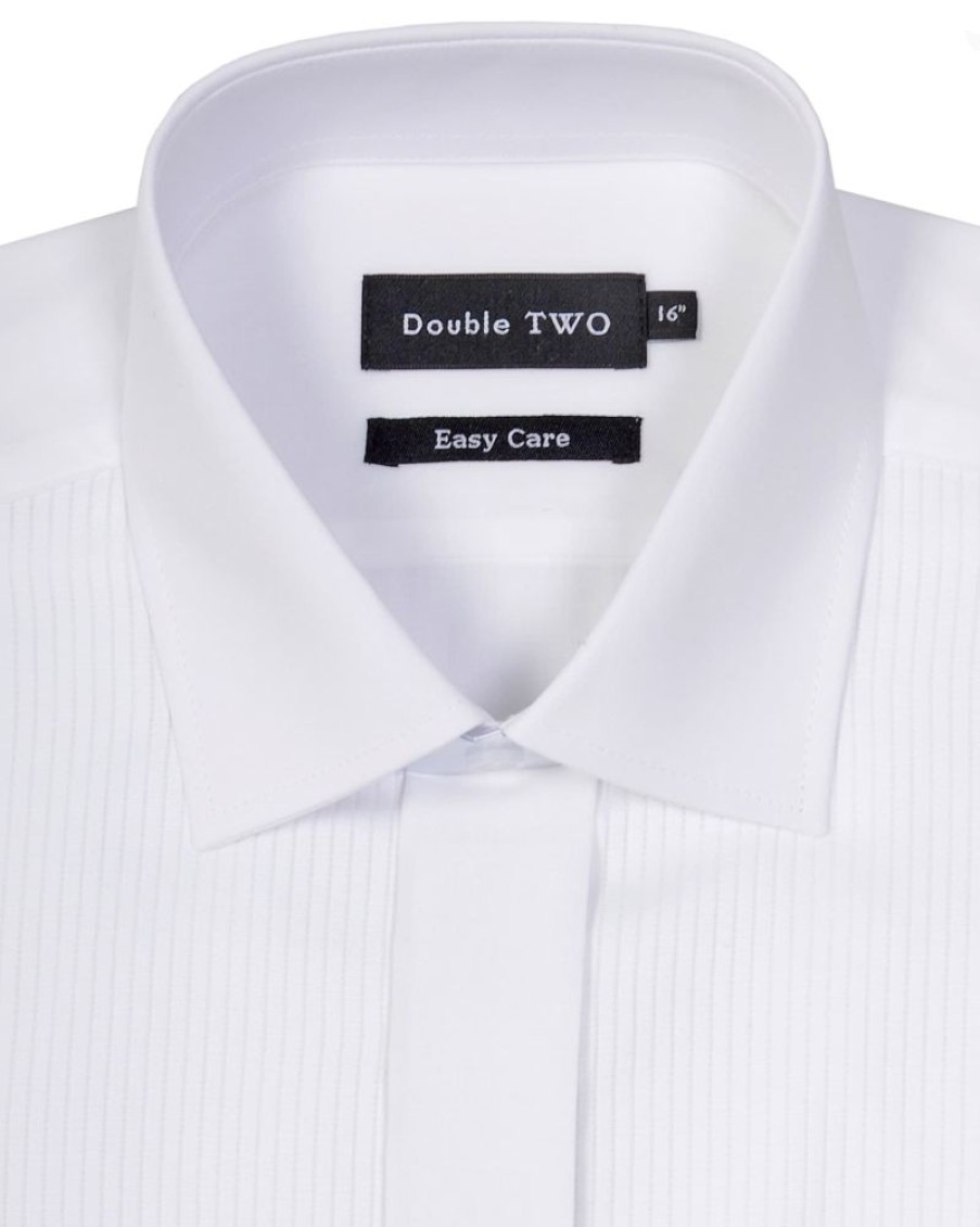 Shirts Double Two | White Ribbed Pique Evening Dress Shirt