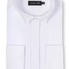 Shirts Double Two | White Wing Collar Ribbed Pique Dress Shirt