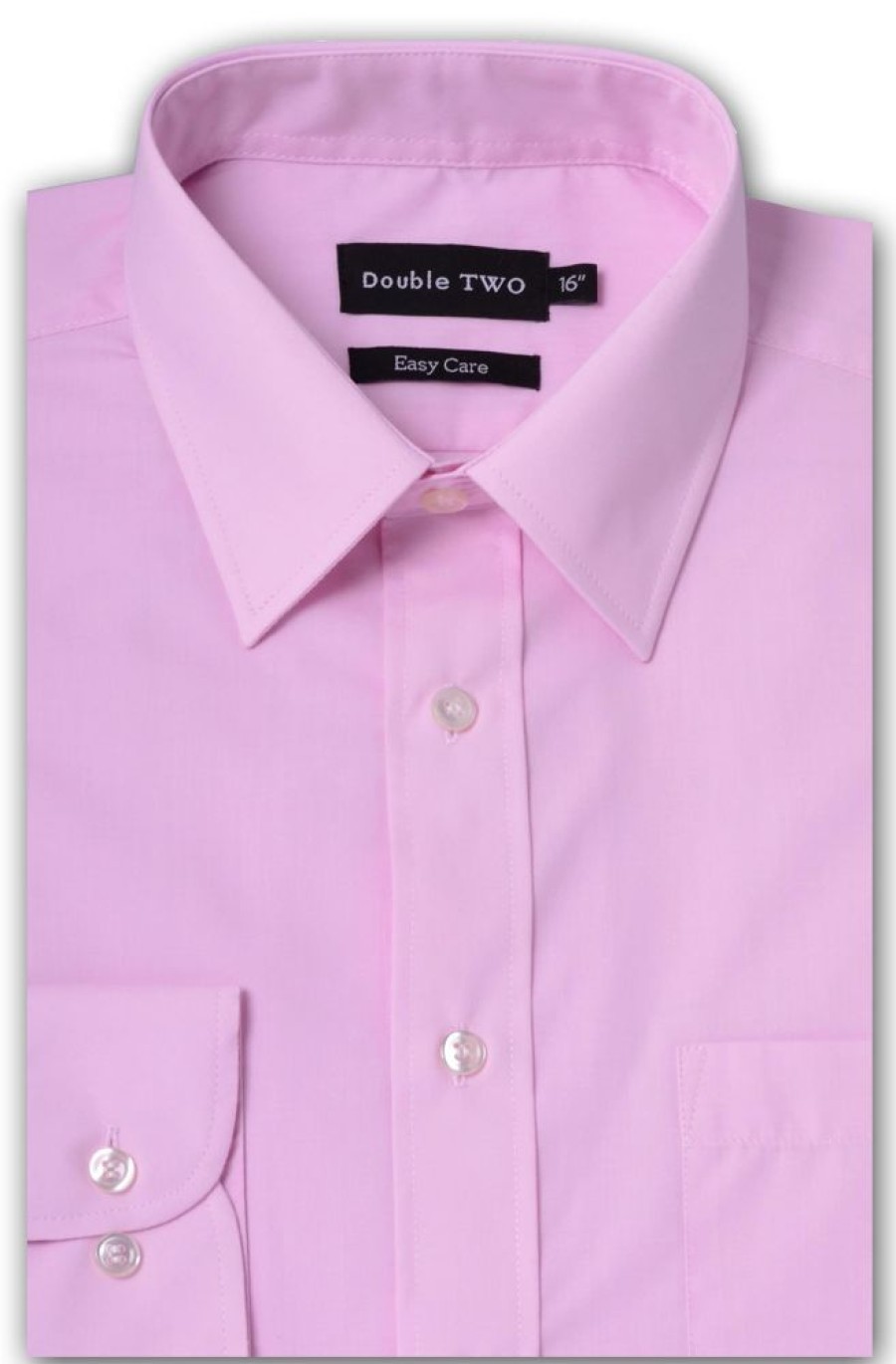 Shirts Double Two | Pink Classic Easy Care Long Sleeve Shirt