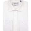 Shirts Double Two | Tailored Fit White Plain Front Dress Shirt