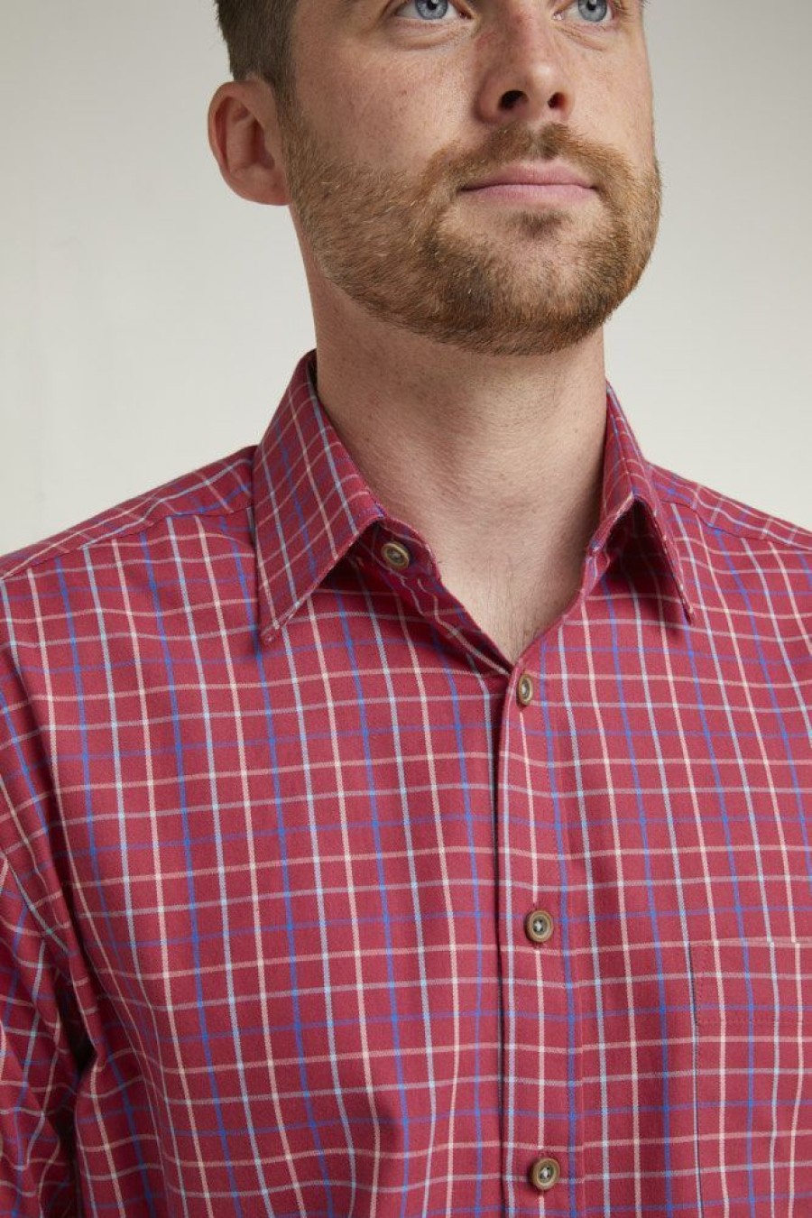 Countrywear Double Two | Wine Tattersall Check Long Sleeve Shirt