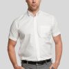 Shirts Double Two | White Short Sleeve Non-Iron Button Down Oxford Shirt