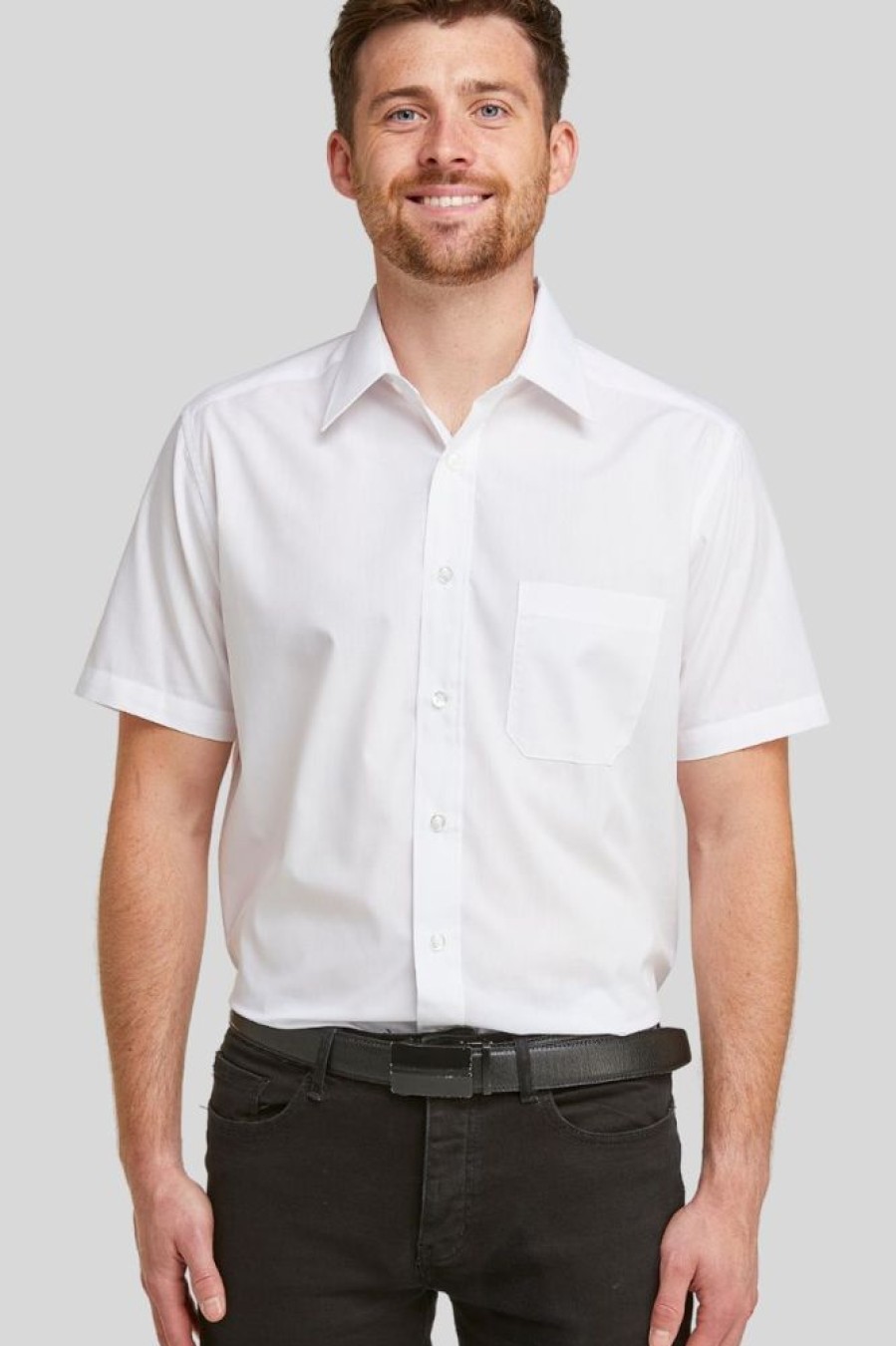 Shirts Double Two | White Classic Easy Care Short Sleeve Shirt