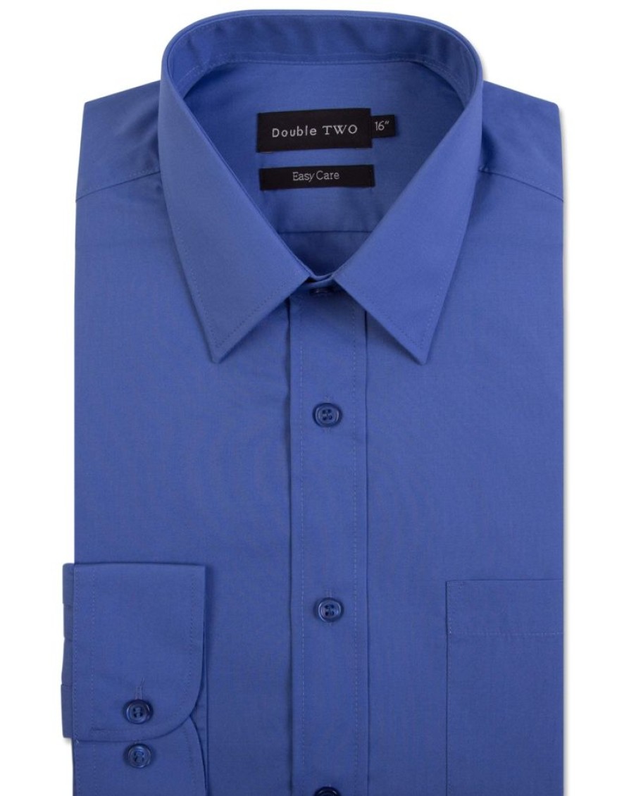 Shirts Double Two | Speedwell Blue Easy Care Long Sleeve Shirt