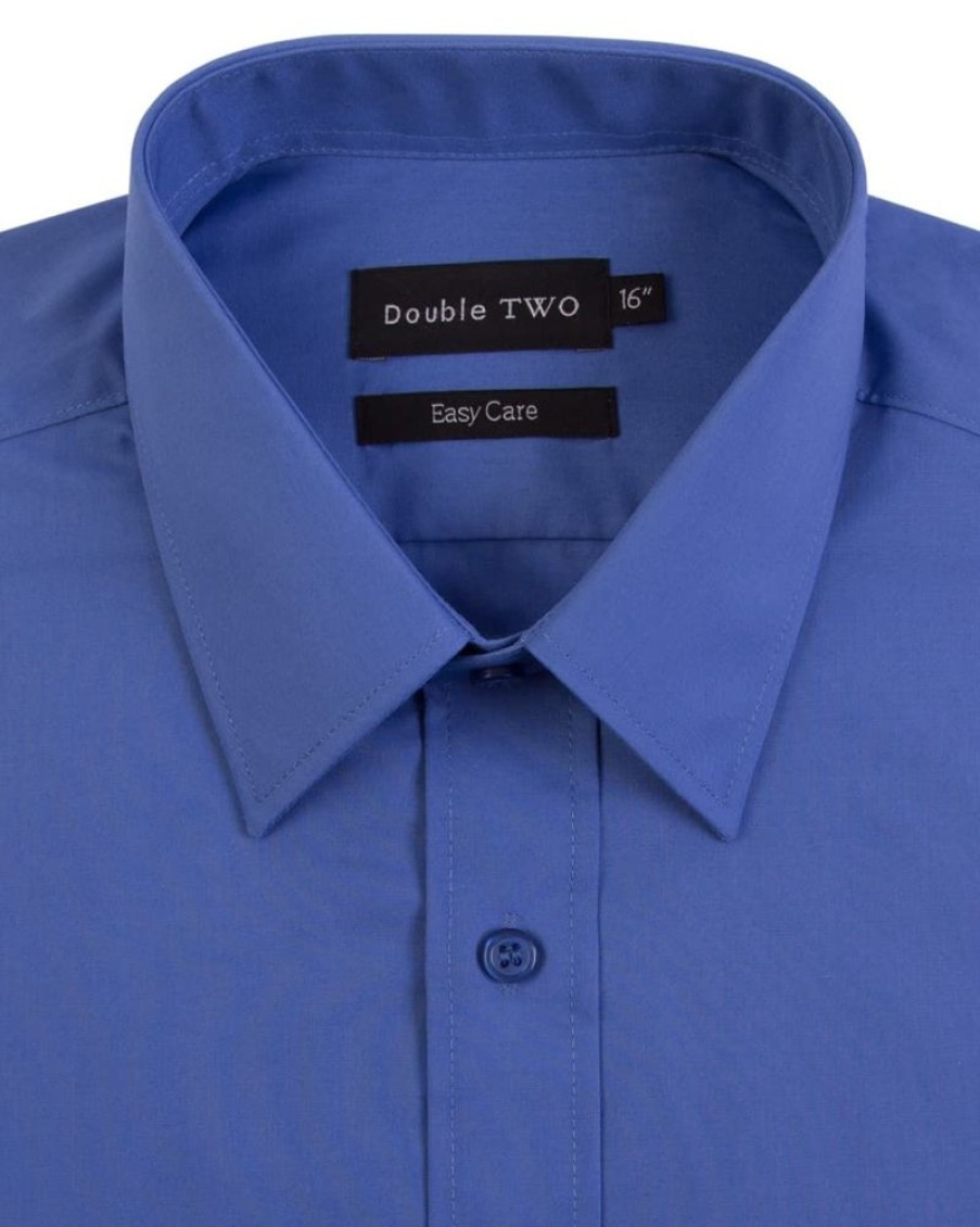 Shirts Double Two | Speedwell Blue Easy Care Long Sleeve Shirt