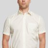 Shirts Double Two | Cream Classic Easy Care Short Sleeve Shirt