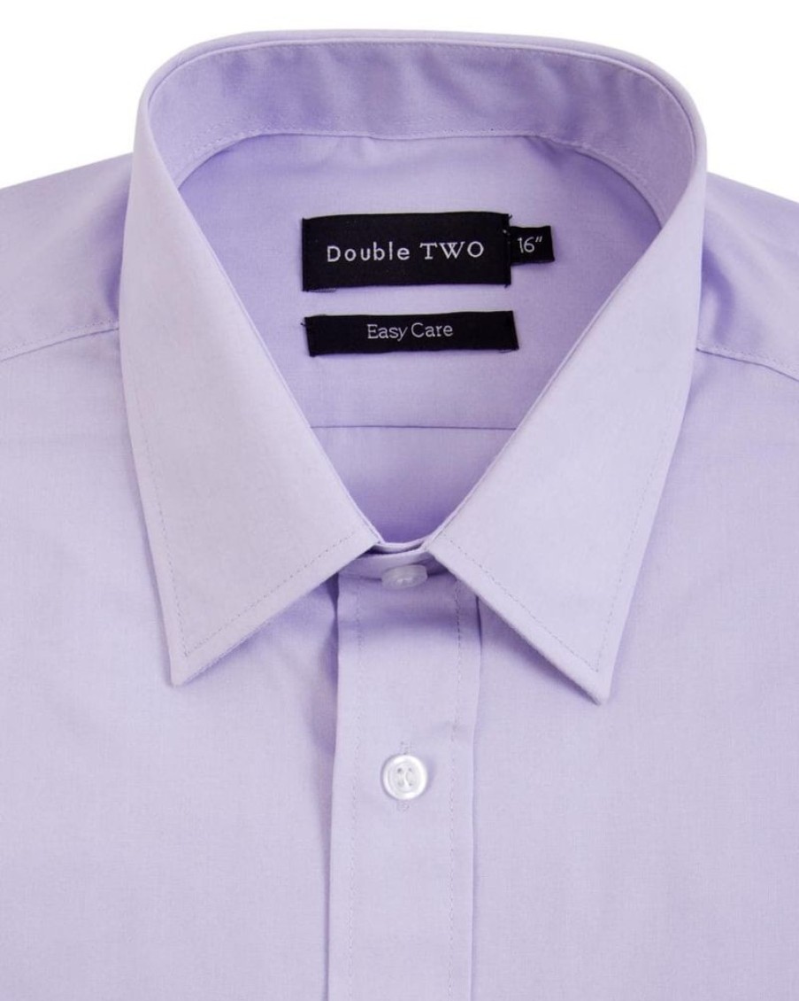 Shirts Double Two | Lilac Tall Fit Long Sleeved Shirt