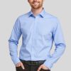 Shirts Double Two | Slim Fit Fresh Blue Long Sleeve Non-Iron Shirt