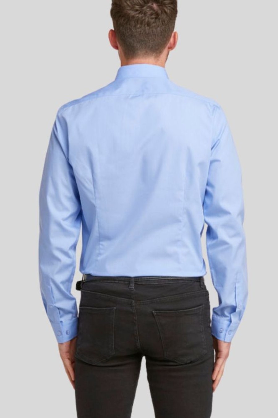 Shirts Double Two | Slim Fit Fresh Blue Long Sleeve Non-Iron Shirt