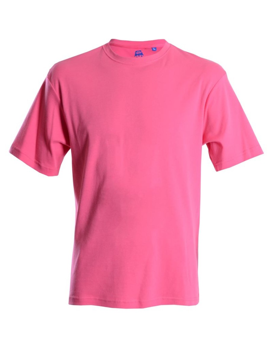 Casualwear Double Two | Plain Pink Ribbed Neck T-Shirt