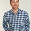 Shirts Double Two | Blue Plaid Check Long Sleeve Casual Eco Shirt