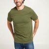 Casualwear Double Two | Plain Military Green Pure Cotton T-Shirt