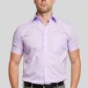 Shirts Double Two | Mauve Short Sleeve Non-Iron Shirt