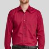 Shirts Double Two | Burgundy Classic Easy Care Long Sleeve Shirt