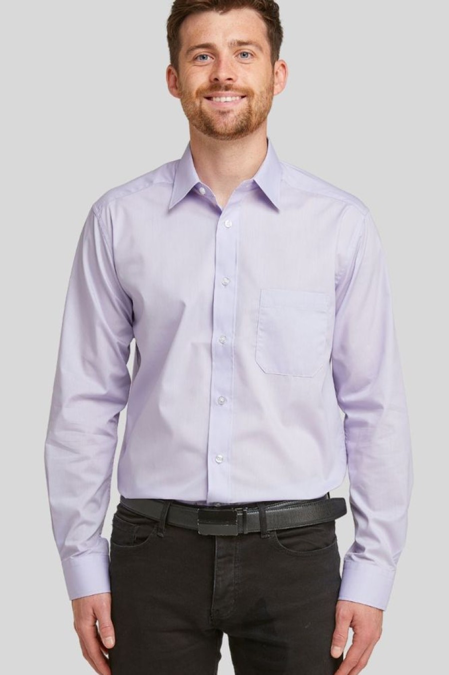 Shirts Double Two | Lilac Classic Easy Care Long Sleeve Shirt