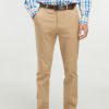 Trousers Double Two | Khaki Cotton Slim Fit Chino Trousers