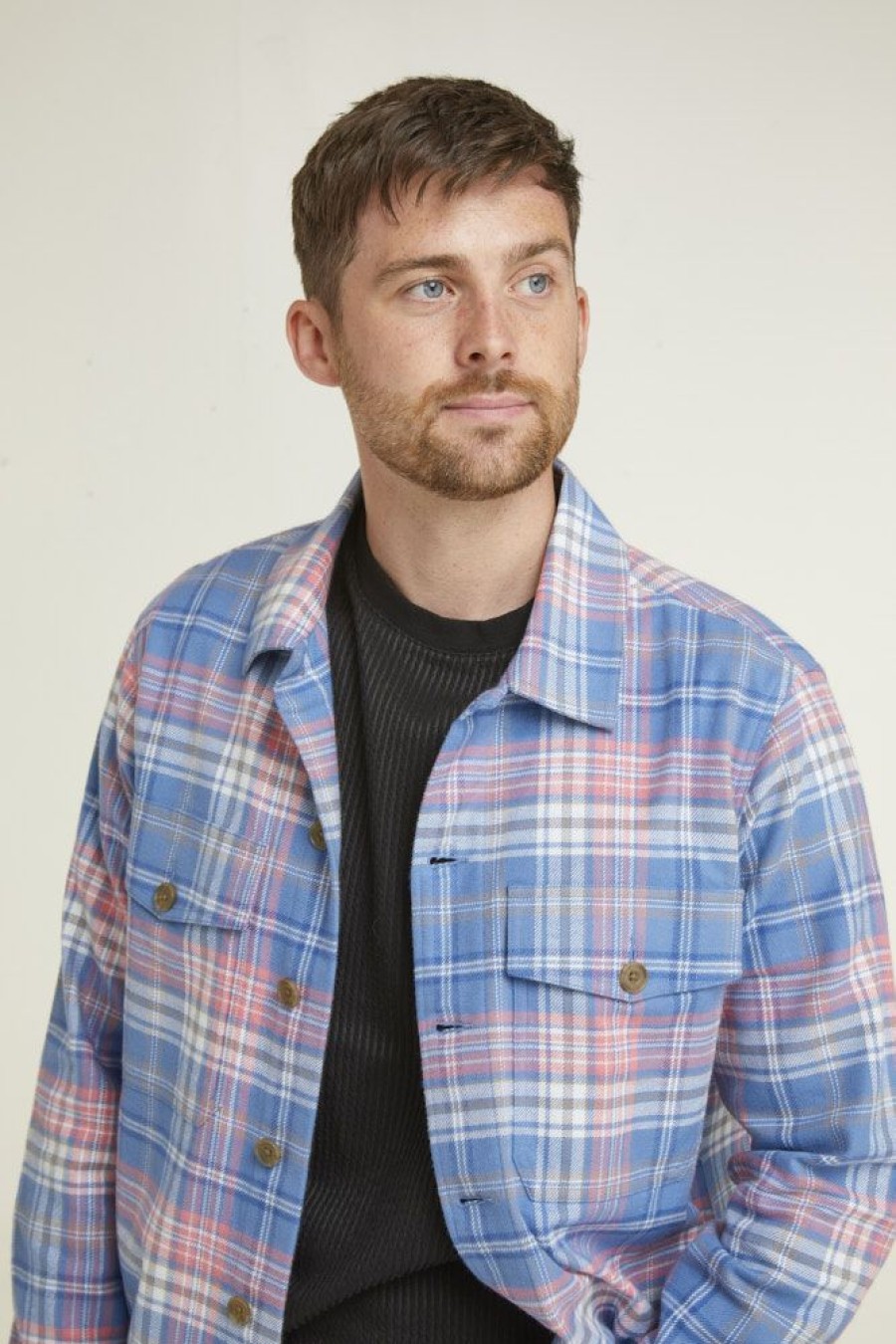 Casualwear Double Two | Soft Blue & Pink Check Overshirt