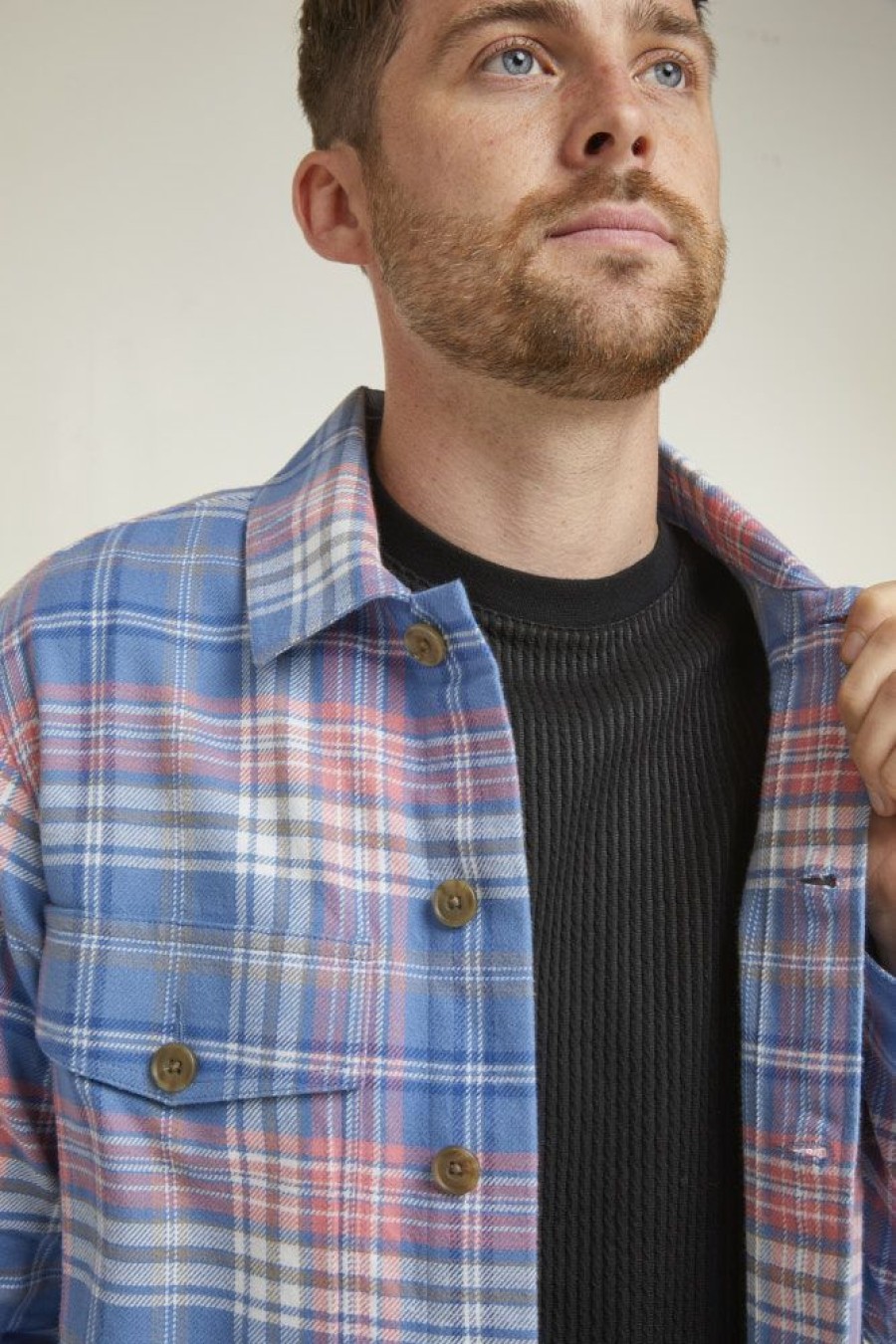 Casualwear Double Two | Soft Blue & Pink Check Overshirt