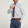 Shirts Double Two | Grey Non-Iron Pure Cotton Twill Shirt